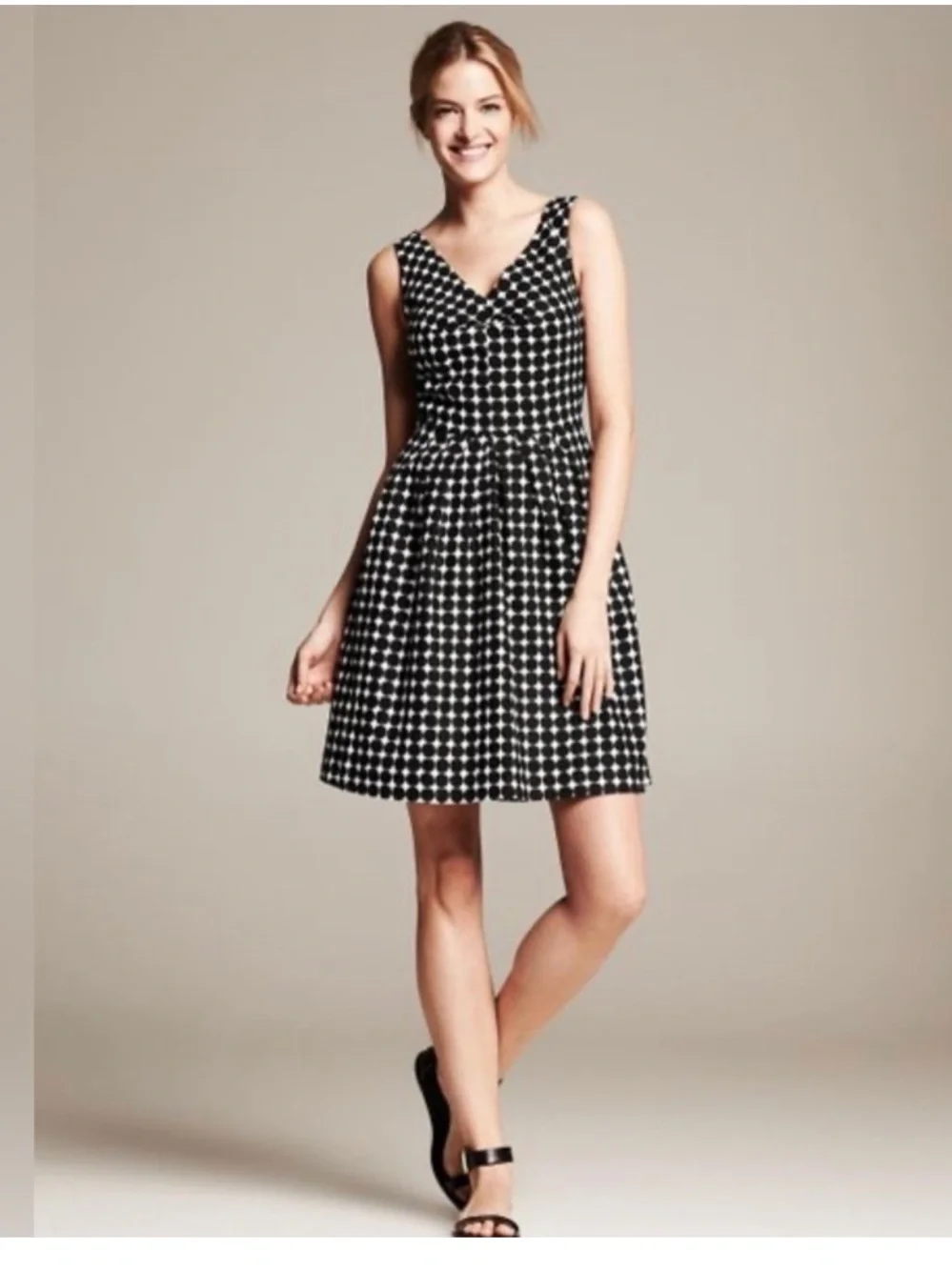 Banana republic & Marimekko black and white polka dot a line dress